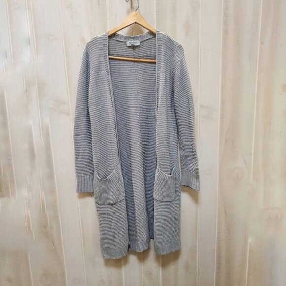 Long Button Front Cardigan Kenneth Cole w/ Pockets! Size L 100% Cotton - Picture 1 of 15